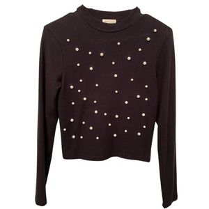 Black with Pearls Long Sleeve Shirt